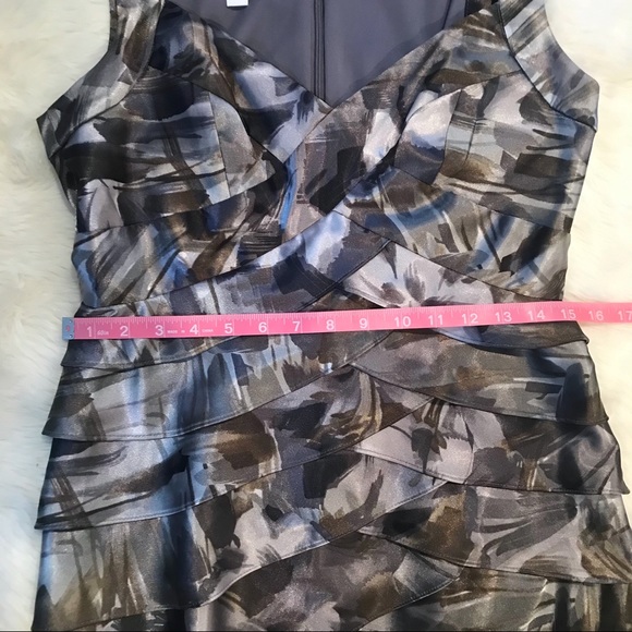 LONDON TIMES Satin Sheath Dress Gray Sleeveless - Picture 8 of 11